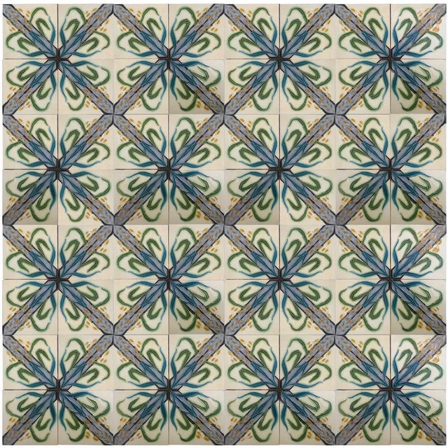 Blue Antique Tiles from Gilliot Frères, 1930s, Set of 4 For Sale - Image 8 of 9