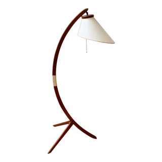 1960s Danish Modern Teak Bow Floor Lamp For Sale