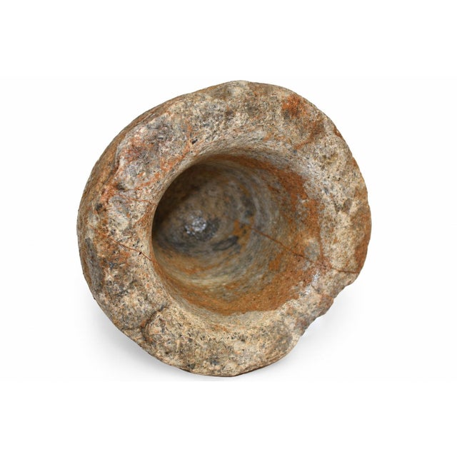 18th Century Granite Stone Bowl Mortar Planter Caramel Stripes 11 Lb For Sale - Image 9 of 10