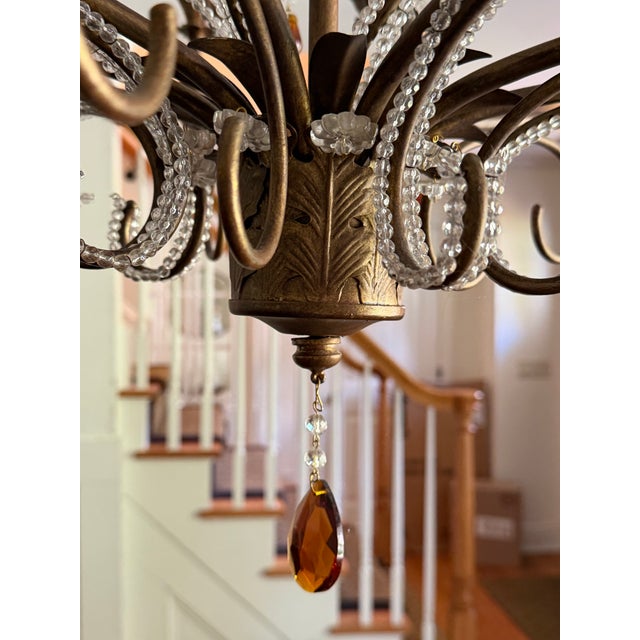 Currey & Company Isabella 5-Light Wrought Iron & Crystal Chandelier – Rhine Gold For Sale In New York - Image 6 of 6