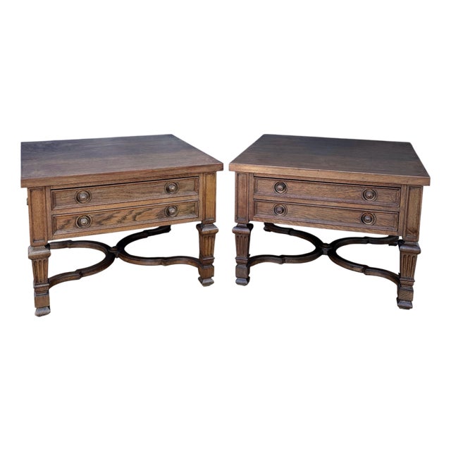 Spanish Classical Revival Style Oak Side Tables, 1940, Set of 2 For Sale