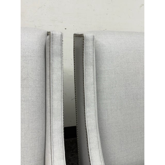 Gray Custom Kravet Contemporary Slope Arm Chairs, Pair For Sale - Image 8 of 12