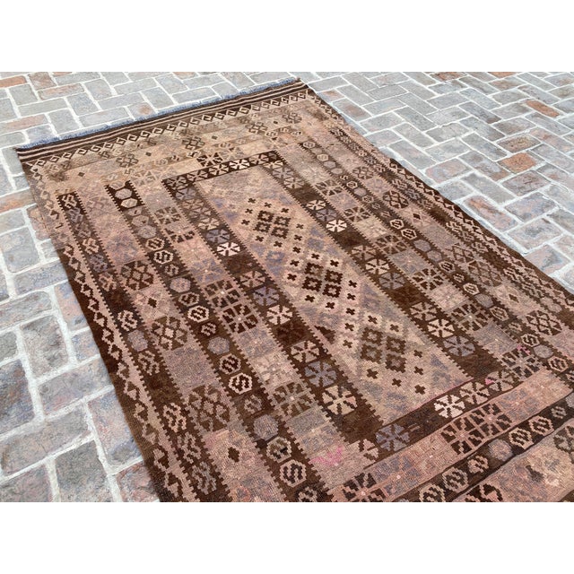Vintage Afghan Handwoven Sheep Wool Kilim Rug For Sale - Image 6 of 11