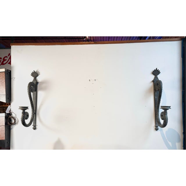 Gothic Vintage Cast Metal Wall Sconces, Gothic Revival Style For Sale - Image 3 of 10