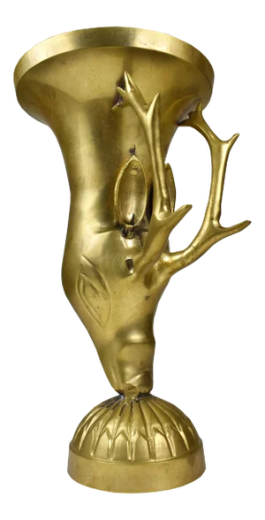 Vintage Mid 20th Century Brass Deer Stag Head Cornucopia Vase Candle Holder