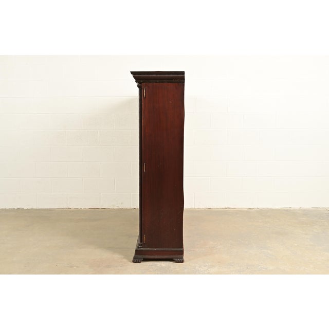 R. J. Horner Style American Empire Carved Mahogany Glass Front Triple Bookcase Cabinet, Circa 1890s For Sale - Image 11 of 13