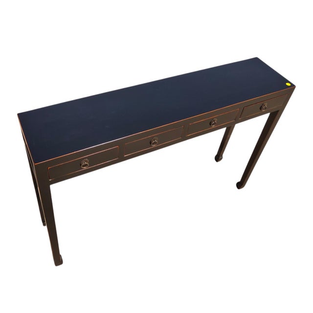 Chinese 48" Long 4 Drawer Black Ming Console Table For Sale - Image 3 of 5
