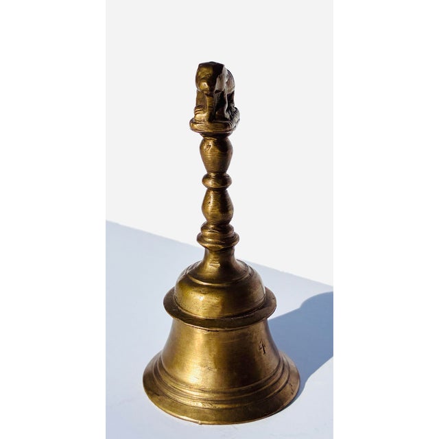 Traditional 19th Century Antique Brass Nandi the Bull Puja Bell For Sale - Image 3 of 5