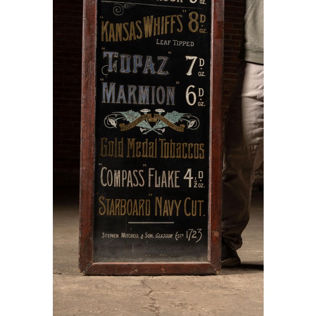 Early Reverse on Glass Gold Leaf Painted Mitchell's Cigarettes Sign For Sale - Image 9 of 9