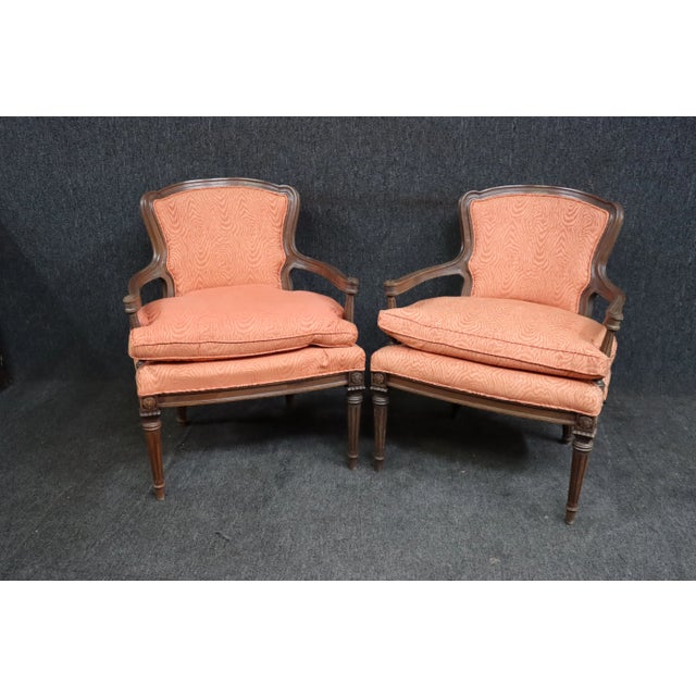 Louis XVI Style Walnut Bergeres/Pair For Sale - Image 10 of 10