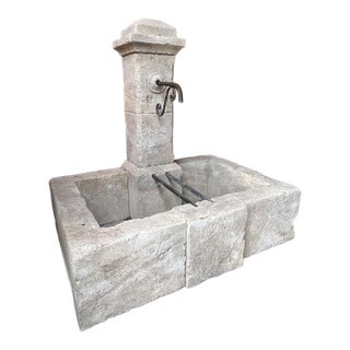 Cucuron Single Pillar Limestone Wall Fountain From the South of France For Sale
