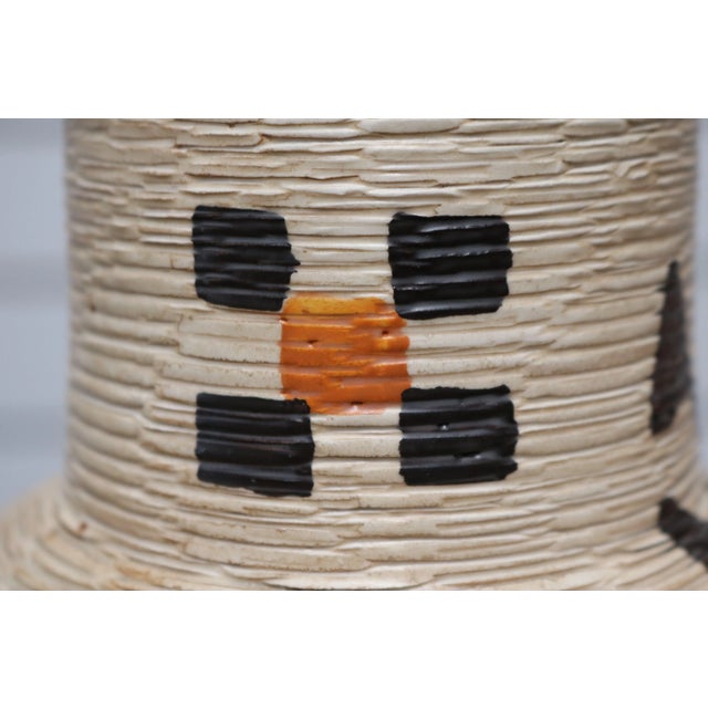 Cream Ceramic Vase With Native Motif by Berkeley House For Sale - Image 4 of 8