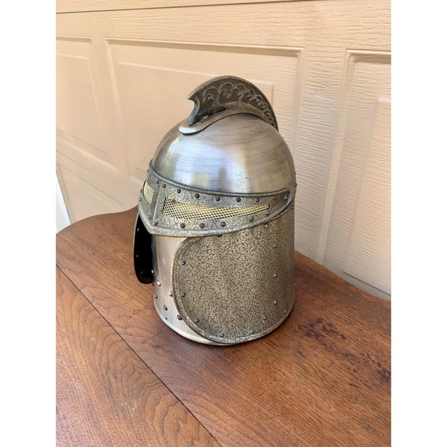 Gothic Late 20th Century Pewter Knight’s Helmet Ice Bucket For Sale - Image 3 of 12