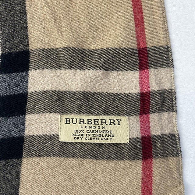 Camel Burberry Brown Plaid 100% Cashmere Scarf For Sale - Image 8 of 8