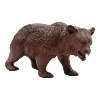 Circa 1900 Swiss Small-Medium Size Strolling Black Forest Bear For Sale