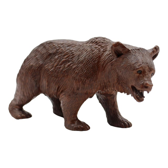 Circa 1900 Swiss Small-Medium Size Strolling Black Forest Bear For Sale