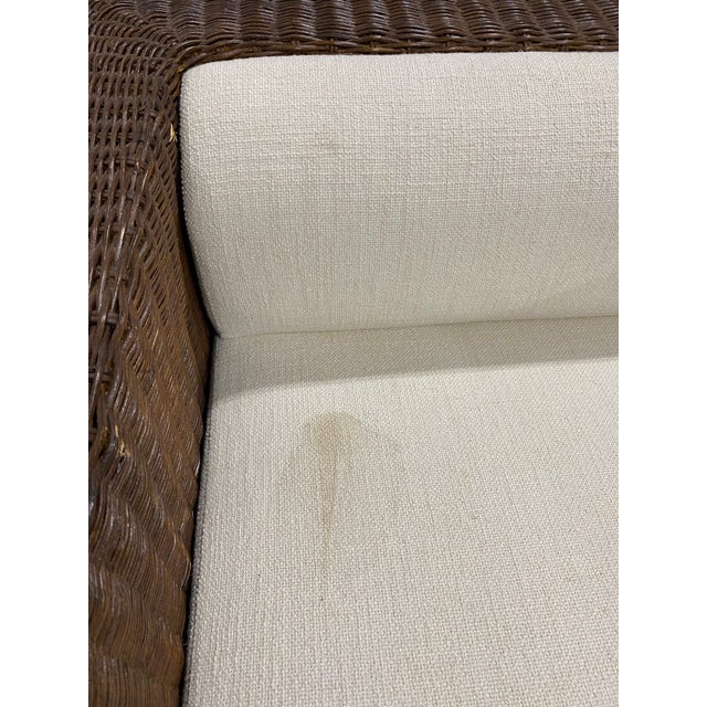 Michael Taylor Large Scale Modernist Wicker & Mohair Lounge Chairs, Circa 1965 - Set of 2 For Sale - Image 4 of 13