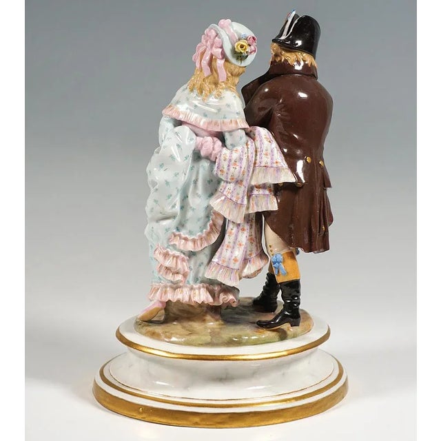 Couple Dressed in Empire Style Costume Figurine Group attributed to H. Goeschl for Meissen, 1940s For Sale - Image 3 of 6