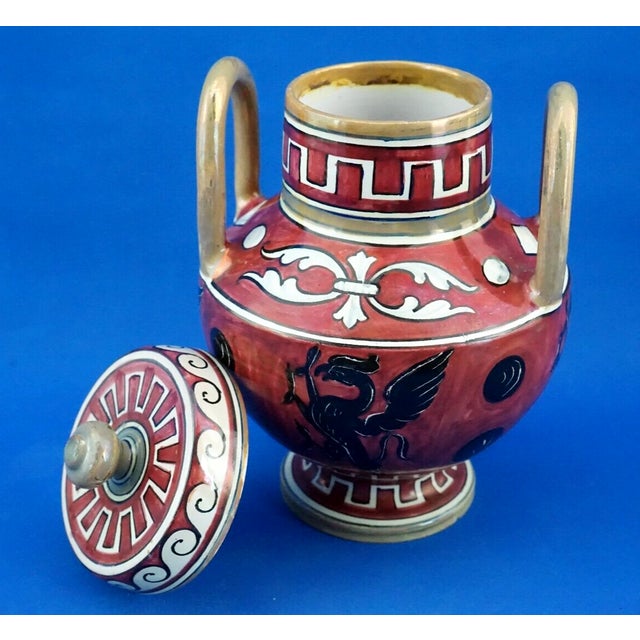 Majolica Lustre Ceramic Vase with Griffin by Angelo Pascucci of Icap Gualdo Tadino, Italy, 1920s For Sale - Image 12 of 18