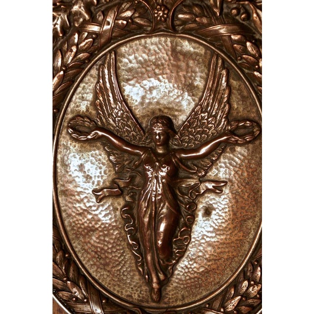 Late 19th Century Arts and Crafts Shield Trophy with Nike the Goddess of Victory, 1880s For Sale - Image 5 of 6