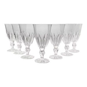 1980s Cristal D’Arques Crystal All Purpose Wine Water Glasses- Set of 7
