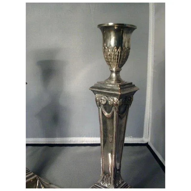 Silver Antique 19th Century Old Sheffield Silver on Copper Candlesticks - a Pair For Sale - Image 8 of 9