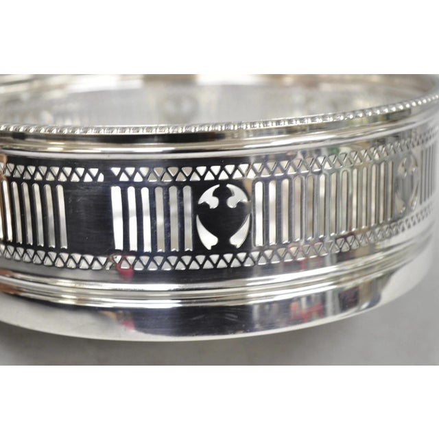 Antique Gorham English Edwardian Silver Plated "Urns" Large 9" Bar Wine Coaster For Sale - Image 12 of 12