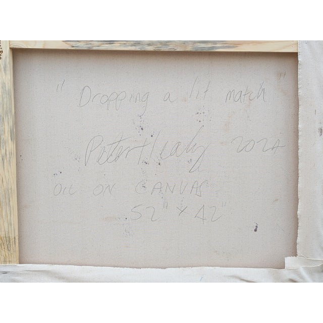 Contemporary warm toned painting by Houston-based artist Peter Healy. The work features expressive orange, white, and...