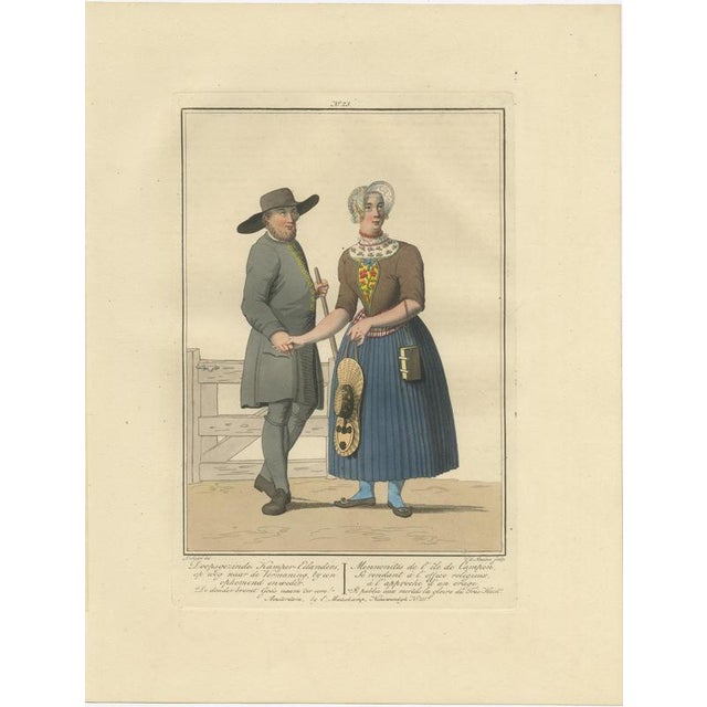 Hollywood Regency Maaskamp, Mennonites of Kampereiland on the Way to Meeting, Dutch Costume, 1820, Engraving For Sale - Image 3 of 9