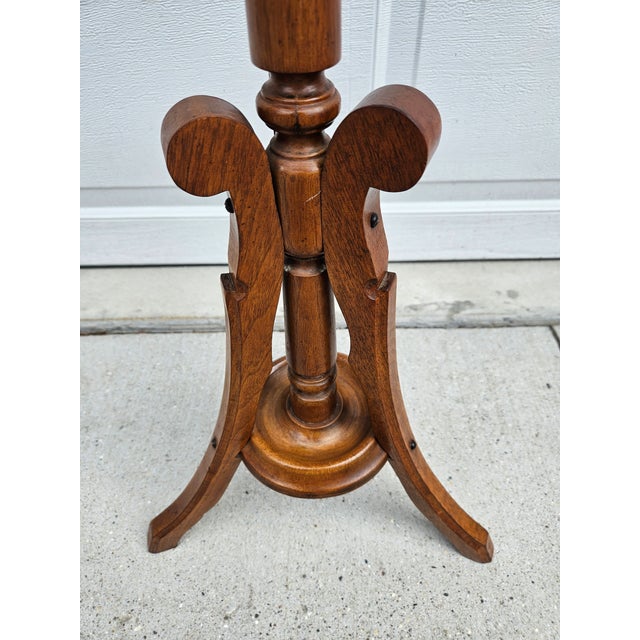Wood Antique Victorian Tripod Base Plant or Candle Stand For Sale - Image 7 of 12