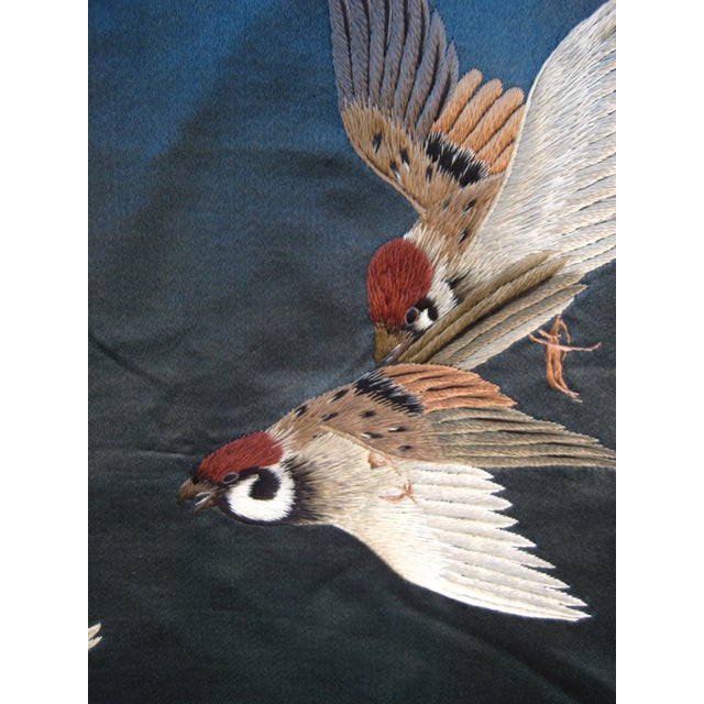 Japanese Silk Embroidery Panel Circa 1920 For Sale - Image 13 of 15