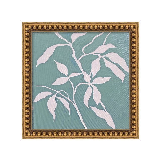 Set of 4 Whispering Vines – Original Acrylic Botanical Painting in Gold Frame For Sale - Image 4 of 7
