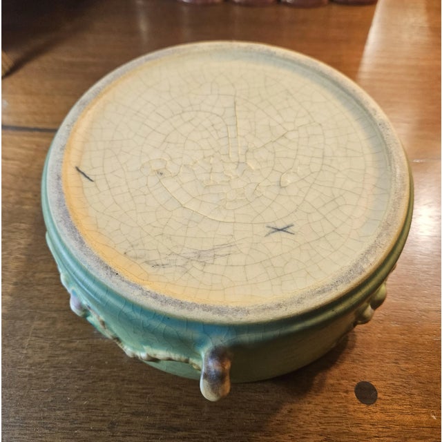 1940s Roseville "Apple Blossom" Green Bowl For Sale - Image 10 of 12