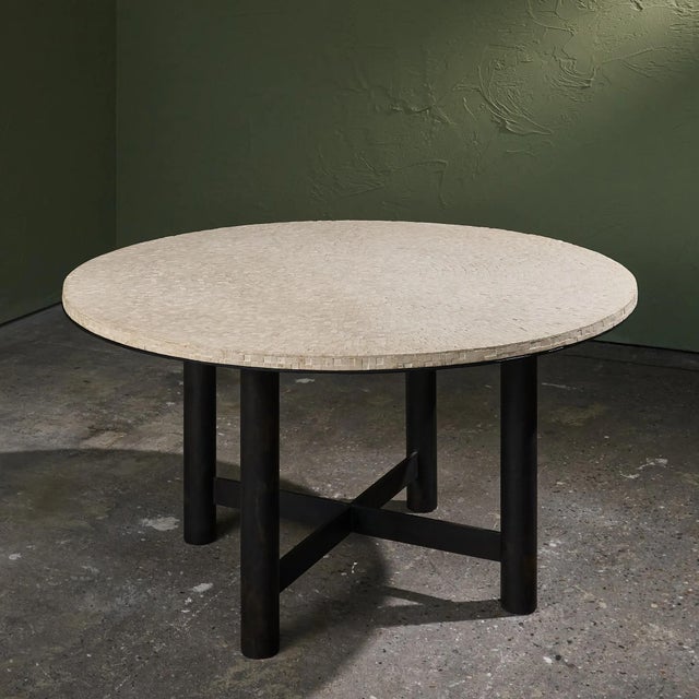 Table in Fossil Stone and Metal Frame, Belgium For Sale - Image 14 of 14