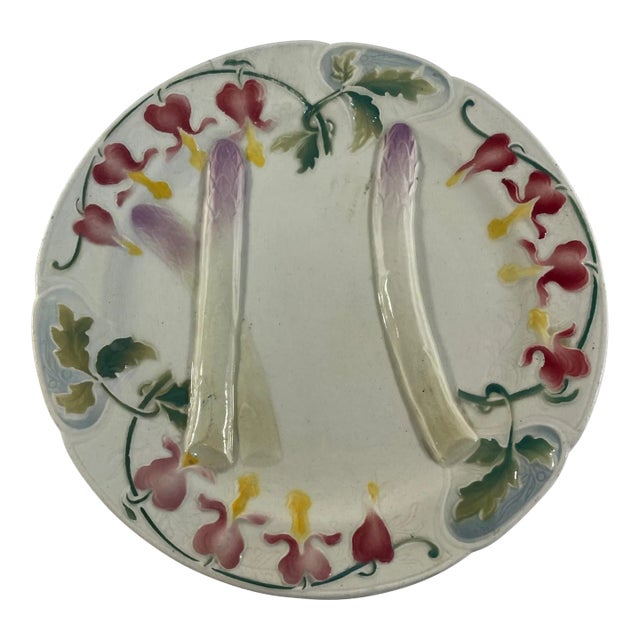 Antique French Faience Saint Clement Asparagus Plate For Sale