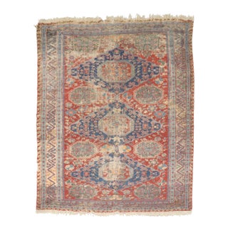 19th Century Worn Antique Zabihi Collection Caucasian Soumac Flatweave - 5'4" x 6'2" For Sale