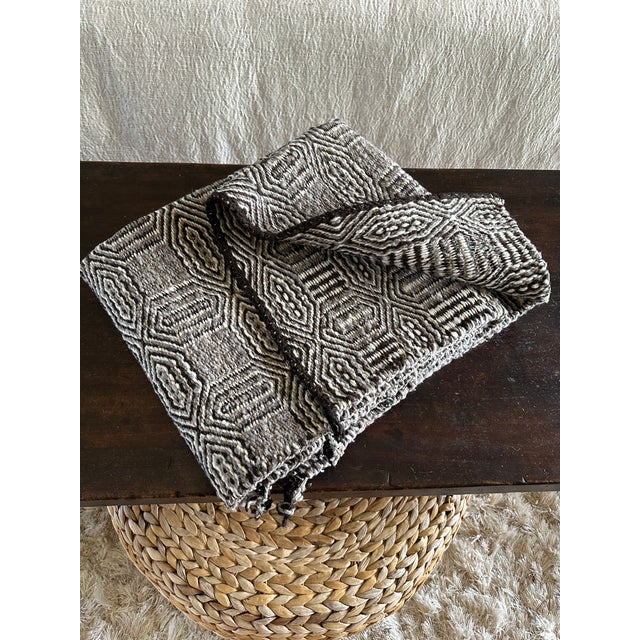 American Vintage Handwoven Navajo Double Saddle Blanket - Stripe Ingrain Twill-Weave For Sale - Image 3 of 18