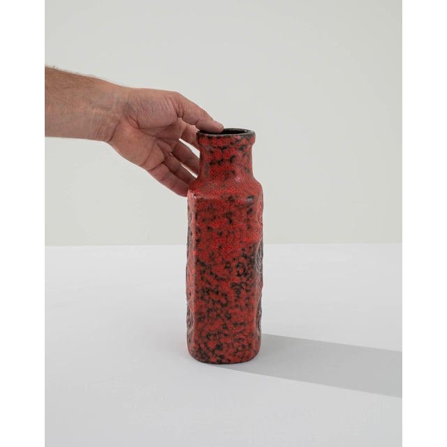 1960s German "W. Germany" Ceramic Vase Red For Sale - Image 17 of 18