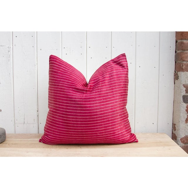 Indian Deeja Antique Mashru Tribal Large Square Pillow For Sale - Image 3 of 8