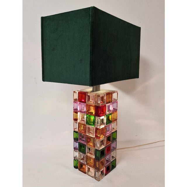 1970s Table Lamp with Multi-Colored Glass Cubes Base, 1970s For Sale - Image 5 of 14
