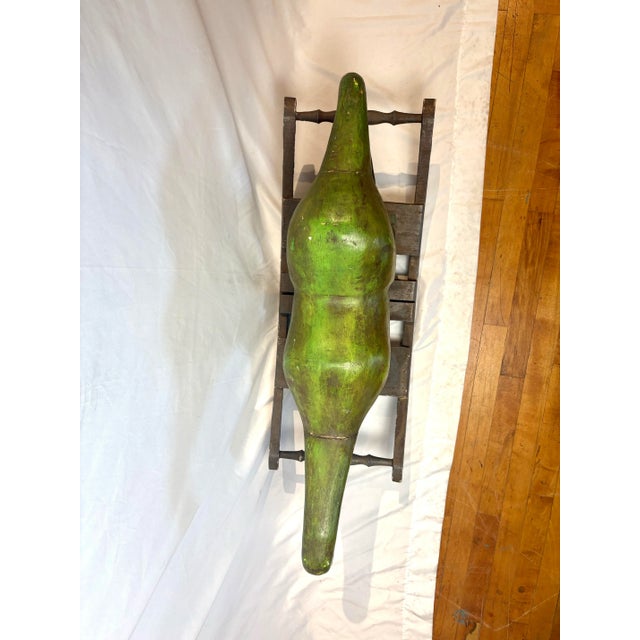 Antique Hand Carved Wooden Dinosaur - Folk Art Children's Rocker For Sale - Image 9 of 12
