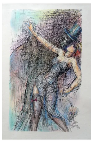 Gunars Vindedzis, Dance, Ink & Colored Pencil, 1980s