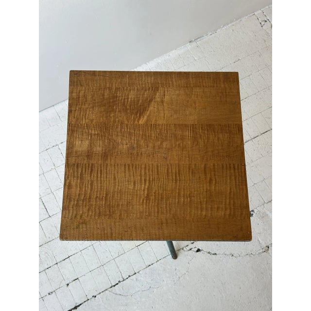 Antique Curly Maple Accent Table With Turquoise-Painted Tripod Base, Circa Early 20th Century For Sale - Image 14 of 17