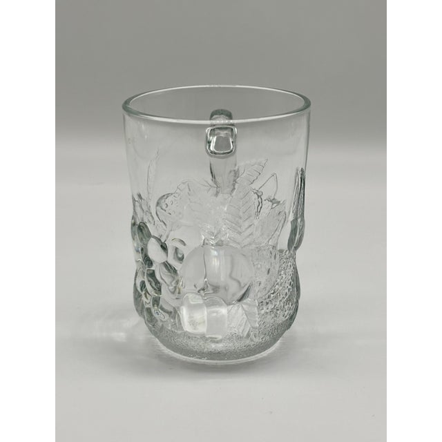 Vintage Arcoroc Gourmande Clear Pressed Glass Coffee Mugs, "Berry" Pattern, Set of 3 Mugs For Sale - Image 4 of 8