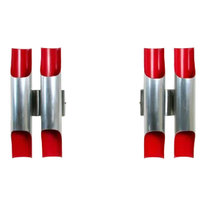 1970s James Prestini Inspired Aluminum Double Cylinder Wall Sconces - A Pair