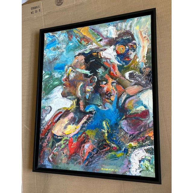 Cerulean "Keep Your Chin Up", Oil Painting, Framed, by Van Ness For Sale - Image 8 of 8