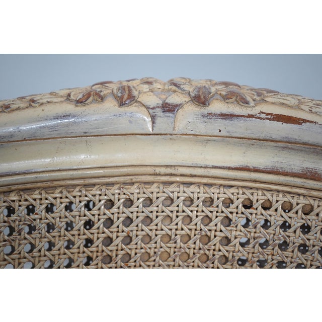 French Louis XV Cane Back Painted Vanity Stool For Sale - Image 11 of 18