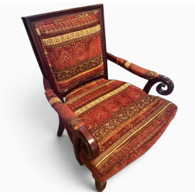 Experience the Height of Regal Comfort With This Exquisite Pair of Rare Vintage Statement Mahogany Armchairs. For Sale - Image 11 of 12