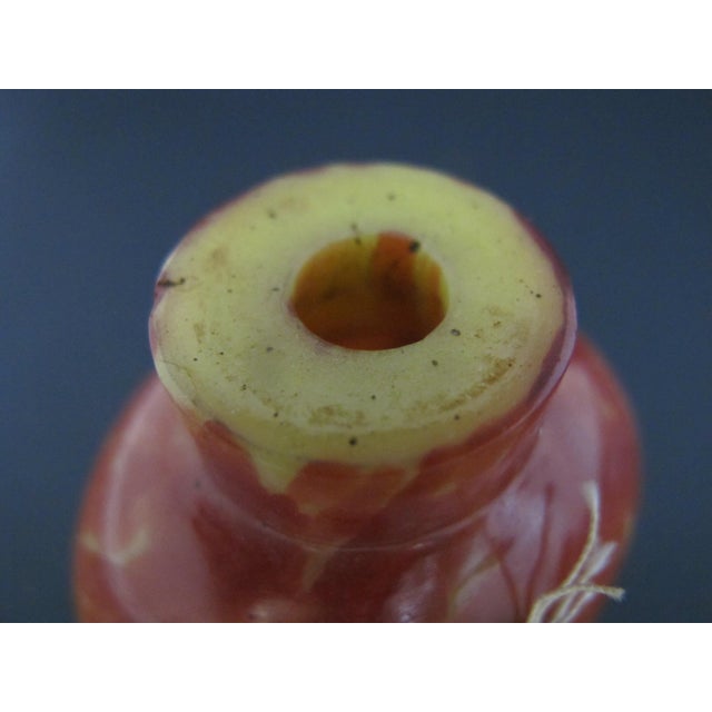Chinese Vintage Simulated Realgar Orange Yellow Glass Snuff Bottle For Sale - Image 9 of 11
