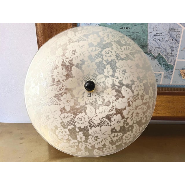 Mid Century Floral Damask Flush Light For Sale - Image 13 of 18